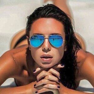 NWT RayBan Aviator RB3025 Blue Mirror Flash Lens Ray ban Sunglasses